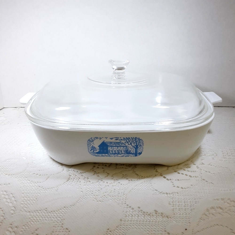 VINTAGE Corning Browning Skillet Amana Radarrange Microwave Pan Pyrex Glass Lid